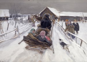 嘉年华期间乘坐雪橇。 1910年