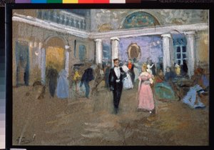 Un bal dans la maison Larin - Illustration pour le roman en vers "Eugene Oneguine" de Alexandre Pouchkine (1799-1837) (《拉林家的舞会--亚历山大-普希金的小说《欧仁-奥涅金》插图) - Oeuvre de Alexei Stepanovich Stepanov (185)