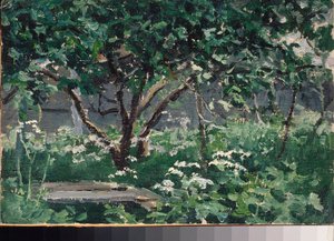 Un coin du jardin (A corner of the Garden) - Oeuvre de Alexei Stepanovich Stepanov (1858-1923), huile sur carton