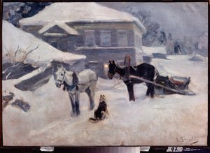 Une auberge de campagne (A Country Hotel) - Peinture de Alexei Stepanovich Stepanov (1858-1923), huile sur toile, art russian fintheenth-debut 20th siecle, paysage - M Tuganov Art Museum of the North Ossetian, Vladikavkaz (Russie)