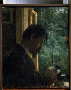 "Le engraver Vasiliy Mate (Mathe) (1856-1917) au travail" Peinture de Alexei von Javlensky (Alexi von Jawlensky, Alexei von Javlensky) (1864-1941) 1892 俄罗斯国立博物馆 圣彼得堡 作者 阿列克谢·冯·贾伦斯基