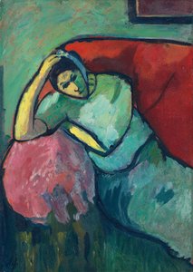坐着的女人，1909年 作者 阿列克谢·冯·贾伦斯基