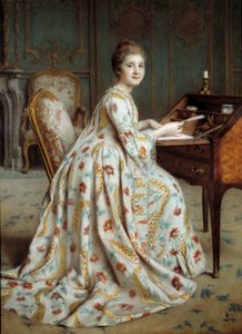 亚历克西斯·阿克西莱特（Alexis Axilette，1860-1931）创作的杜布瓦·穆谢侯爵夫人肖像画，十九世纪昂热，美术博物馆 作者 亚历克西斯·阿西莱特