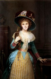 戴大帽子的女人肖像 亚历克西斯·约瑟夫·佩里侬 (1806-1882) 绘画 19 世纪第戎，美术博物馆