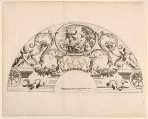 扇形叶，"Divers Desseins de grands Eventails, Encrans, et autres Ornamens, inventés et gravés par Nicolas Loire"（尼古拉斯-卢瓦尔发明并绘制的大型装饰品的第三和第四张图版）。 作者 在尼古拉斯·卢尔之后