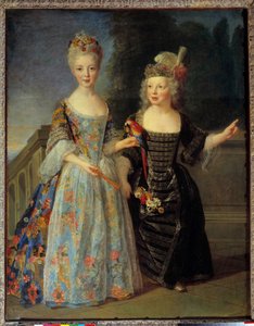 Catherine Eleonore Eugenie de Bethisy (1707-1767) 的肖像，未来的蒙托邦公主和她的兄弟 Eugene Eleonore (1709-1781)，未来的 Mezieres 侯爵，1713 年至 1715 年。 Alexis Simon Belle (1674-1734) 的绘画