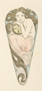 大型胸花搭扣吊坠的微型设计，约1900年。 作者 阿方斯·玛丽·穆夏