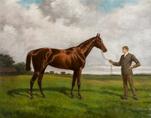 雨果爵士--1892 年德比冠军，约 1875-1928（布面油画） 作者 阿尔弗雷德·查尔斯·哈维尔