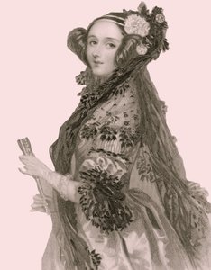 奥古斯塔-艾达-金（1815-1852）的肖像，拉弗拉斯伯爵夫人（雕刻）。 作者 Alfred Edward Chalon