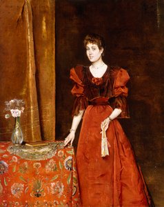 优雅的女士抱着风扇，1893年 作者 阿尔弗雷德·埃米尔·史蒂文斯（Alfred Emile Stevens）