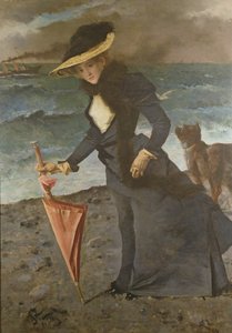 在海边，1891年 作者 阿尔弗雷德·埃米尔·史蒂文斯（Alfred Emile Stevens）