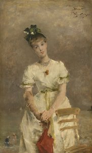 海边的年轻女子，1886年 作者 阿尔弗雷德·埃米尔·史蒂文斯（Alfred Emile Stevens）