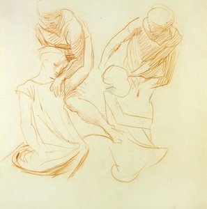 人物研究，约1845年（纸上红色粉笔）（直页见366414）。