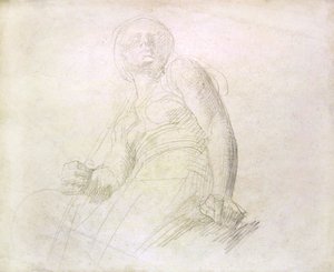 人物研究，约1850年（纸上铅笔）。