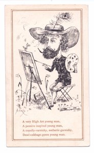 维多利亚时代的一位审美艺术家的贺卡画画，约 1881 年（单色） 作者 阿尔弗雷德·格雷