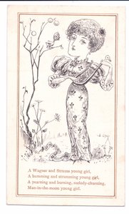 维多利亚时代贺卡的美学弹奏琵琶，c.1881（单色） 作者 阿尔弗雷德·格雷