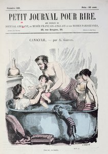 灼热的热度：家庭浴室，&39;Le Petit Journal pour Rire&39;的封面，1860年