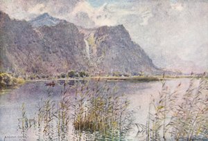 湖区：洛多尔和德文特水，夏日的清晨（彩色石版画） 作者 阿尔弗雷德·希顿·库珀