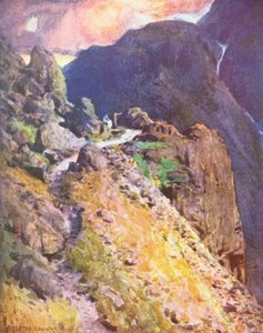 湖区：接近瓦斯代尔的斯蒂黑德山口山顶（彩色石版画） 作者 阿尔弗雷德·希顿·库珀