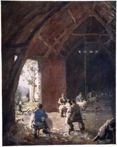 牧羊犬，Esthwaite Hall农场，来自原始水彩画的照片组合，c.1920 作者 阿尔弗雷德·希顿·库珀
