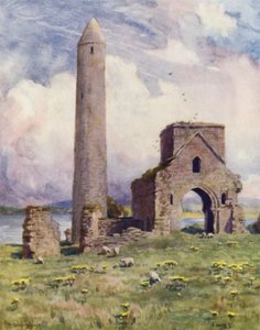 圆塔和修道院，Devenish Isle 作者 阿尔弗雷德·希顿·库珀