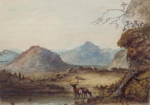 甜水附近的岩层，约 1837 年（纸面水彩画） 作者 阿尔弗雷德·雅各布·米勒