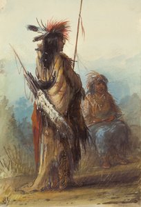 肖肖尼人，格林河，约 1837 年（纸上铅笔、钢笔、墨水和水彩） 作者 阿尔弗雷德·雅各布·米勒
