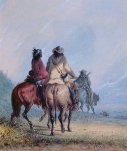 捕手开始于1837年的海狸狩猎（纸上的水粉和水粉）