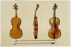 由Antonio Stradivarius（c.1644-1737）于1679年制作的Hellier小提琴，来自&39;Musical Instruments&39;（彩色版画）