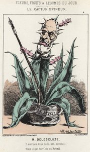 Le Cactus Spineux:关于路易-查尔斯-德莱斯库兹（1809-1871）的漫画--1871年1月16日在 "每日花卉、水果和蔬菜 "中的插图。 作者 阿尔弗雷德·勒·佩蒂特