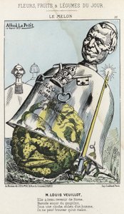 甜瓜。关于Louis Veuillot的漫画--1871年3月10日在 "每日花卉、水果和蔬菜 "中的插图。
