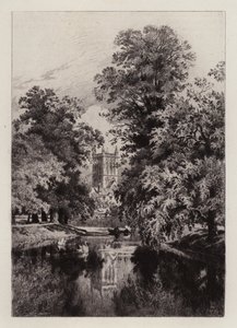Cambridge: The Cam near Trinity College, with the Tower of St John