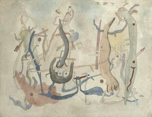想象的形式，c.1939/40（钢笔、印度墨水和纸上水彩） 作者 阿尔弗雷德·奥托·沃尔夫冈·舒尔茨·沃尔斯