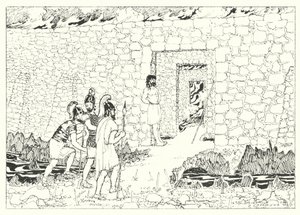 卢西安的《真实的历史》：折磨岛入口（雕刻） 作者 阿尔弗雷德·佩恩·加内特