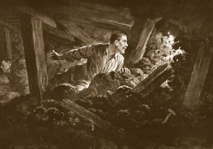 Sapper W. Hackett拒绝让一名在矿场里躺着严重受伤的同志离开 作者 阿尔弗雷德·皮尔斯（Alfred Pearse）