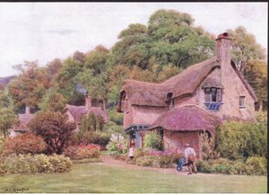 Almhouses, Selworthy Green, Somerset, 摘自Dent & Sons Limited出版的《英格兰农村的小屋和乡村生活》。 作者 阿尔弗雷德·罗伯特·昆顿