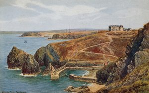 康沃尔郡Mullion Cove（彩色平印）。 作者 阿尔弗雷德·罗伯特·昆顿