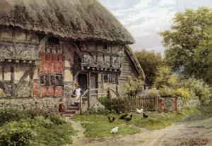 Old Cottage, Bignor, Sussex（彩色石版画） 作者 阿尔弗雷德·罗伯特·昆顿