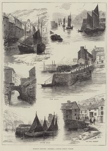漫步草图，Polperro，康沃尔渔村