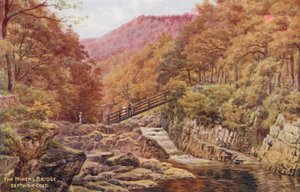 矿工桥，Bettws-Y-Coed（彩色石版画） 作者 阿尔弗雷德·罗伯特·昆顿