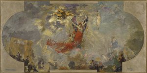 小皇宫南画廊草图：神化（中央天花板），1906 至 1913 年间（木板油画） 作者 阿尔弗雷德·罗尔