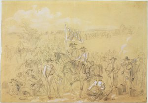 第一次弗吉尼亚骑兵停在1862年9月27日的“哈珀周刊”（铅笔与中国白纸）