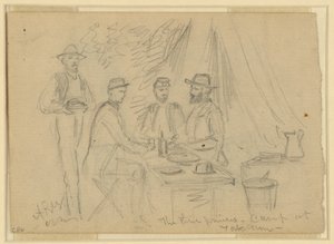三位王子，约克镇营地，1862年4月5日-5月4日（纸上铅笔）。 作者 阿尔弗雷德·鲁道夫·沃德