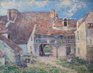 法语: Cour de ferme à Saint-Mammès 作者 阿尔弗雷德·西斯利