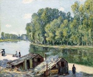 卢因运河上的小屋，受到阳光的影响，1896年 作者 阿尔弗雷德·西斯利