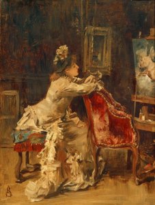史蒂文斯，等候室或工作室 作者 阿尔弗雷德·埃米尔·史蒂文斯（Alfred Emile Stevens）