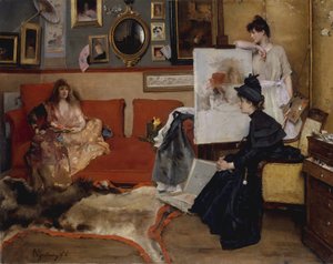 在工作室，1888年。 作者 Alfred Emile Stevens