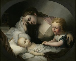 母亲哀叹她的孩子，1824年 作者 阿尔弗雷德·托马斯·玛格