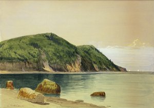 岩石海岸（木板水彩画） 作者 阿尔弗雷德·汤普森·布里彻