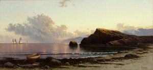 海岸日落 1885 年（布面油画） 作者 阿尔弗雷德·汤普森·布里彻